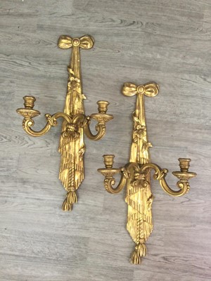 Lot 1243 - A PAIR OF GILTWOOD WALL CANDLE SCONCES