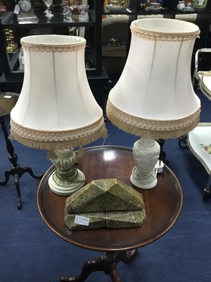 Lot 387 - A PAIR OF MODERN BOOKENDS AND TWO TABLE LAMPS