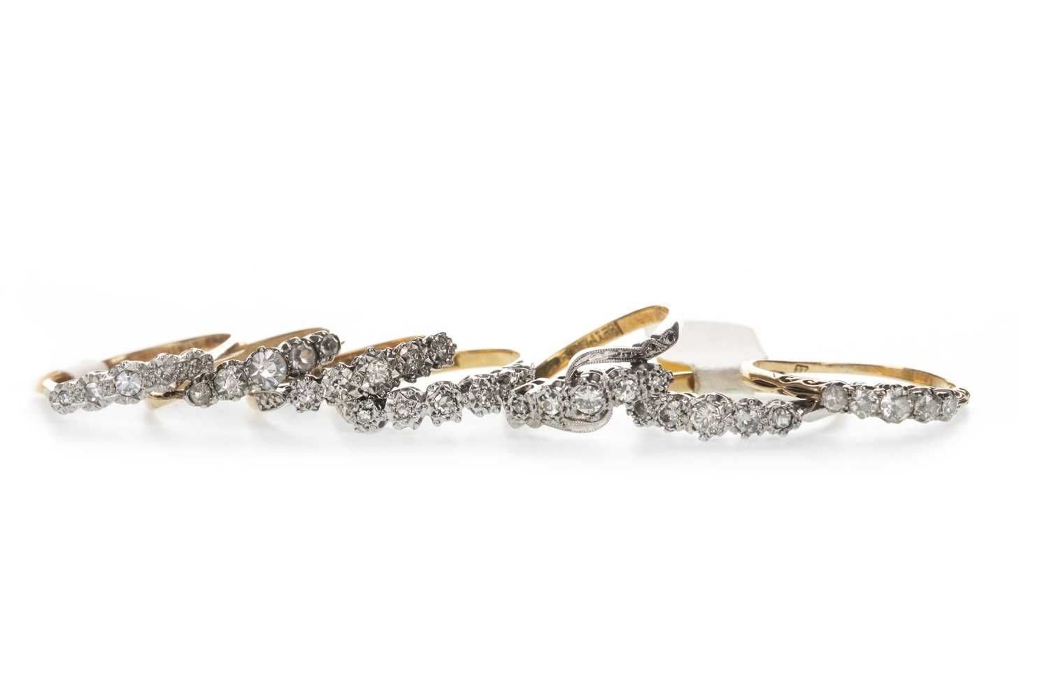 Lot 364 - EIGHT FIVE STONE RINGS