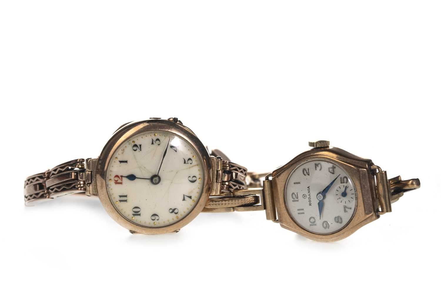 Lot 713 - TWO LADY'S GOLD CASED MANUAL WIND WRIST WATCHES