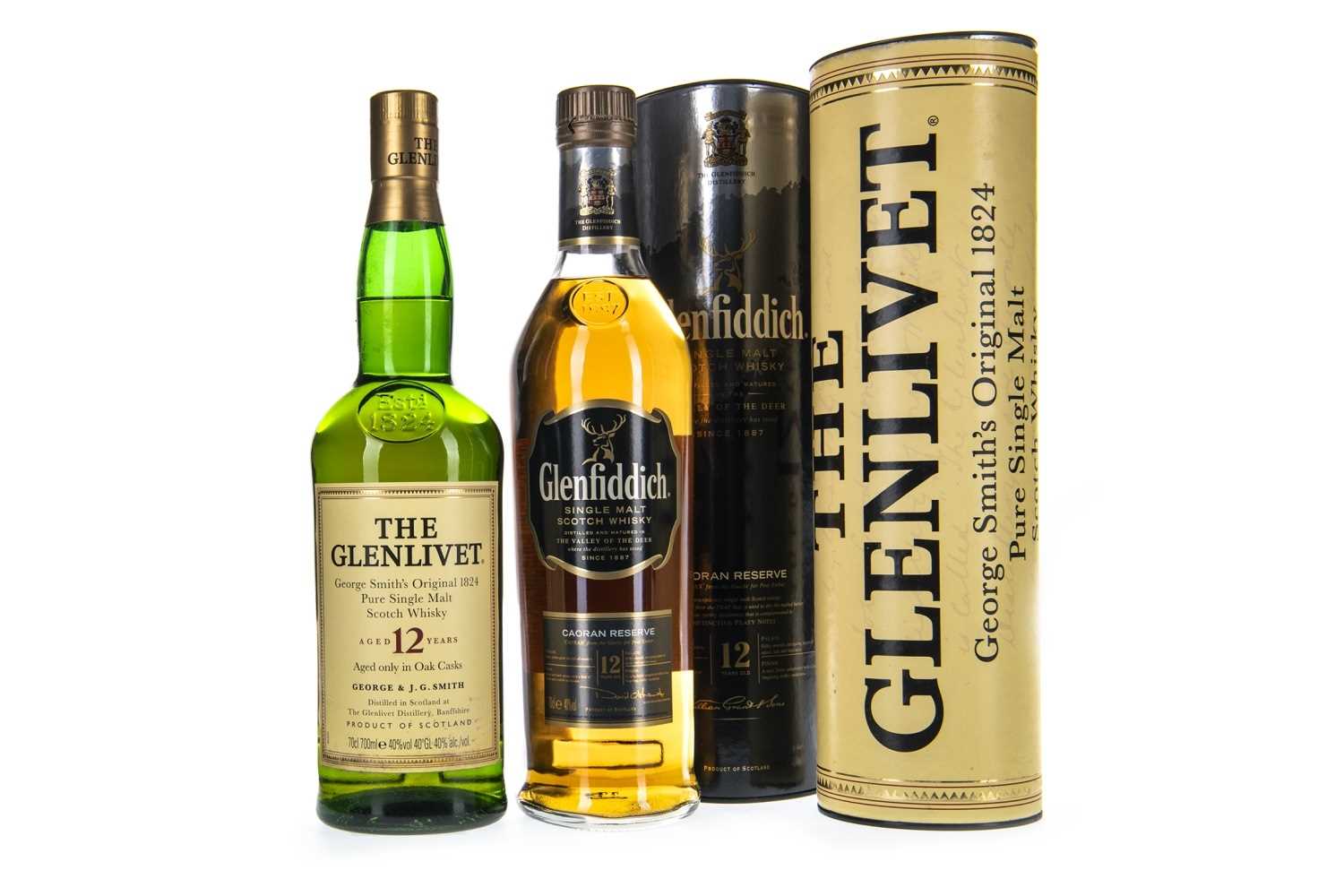 Lot 307 - GLENFIDDICH CAORAN RESERVE AGED 12 YEARS AND GLENLIVET AGED 12 YEARS