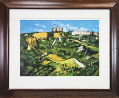 Lot 560 - TUSCAN LANDSCAPE, A PASTEL BY PETER NARDINI