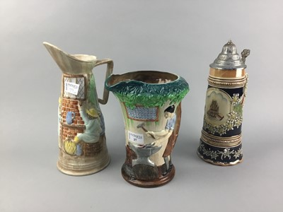 Lot 37 - A BURLEIGH WARE 'THE VILLAGE BLACKSMITH' JUG AND OTHER CERAMICS