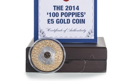 Lot 11 - THE 2014 '100 POPPIES' £5 GOLD COIN