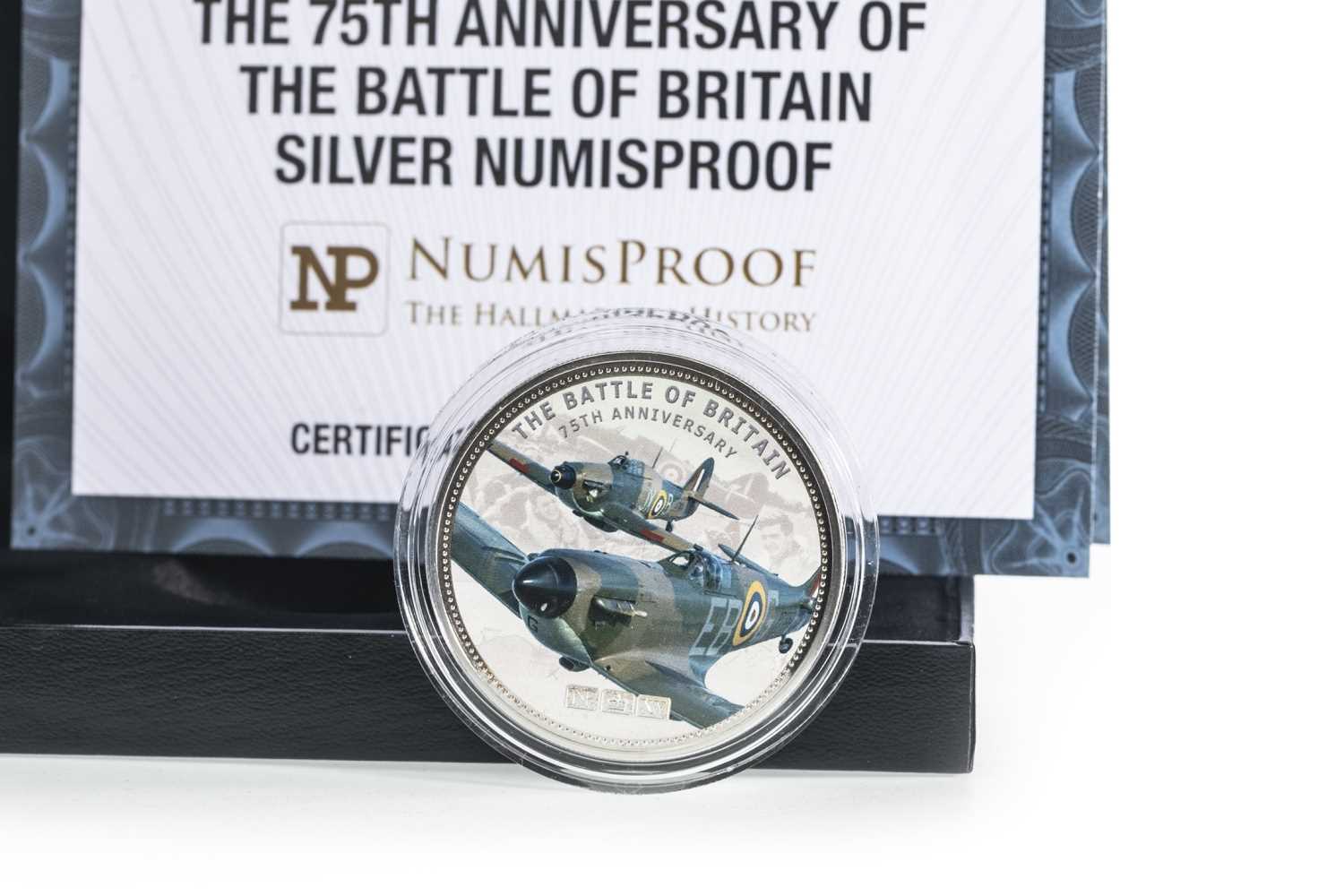 Lot 12 - THE 75TH ANNIVERSARY OF THE BATTLE OF BRITAIN SILVER NUMISPROOF COIN