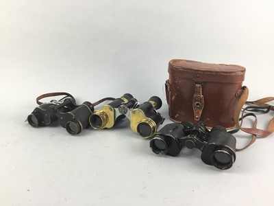 Lot 137 - A LOT OF TWO PAIRS OF MILITARY ISSUE BINOCULARS AND OTHERS