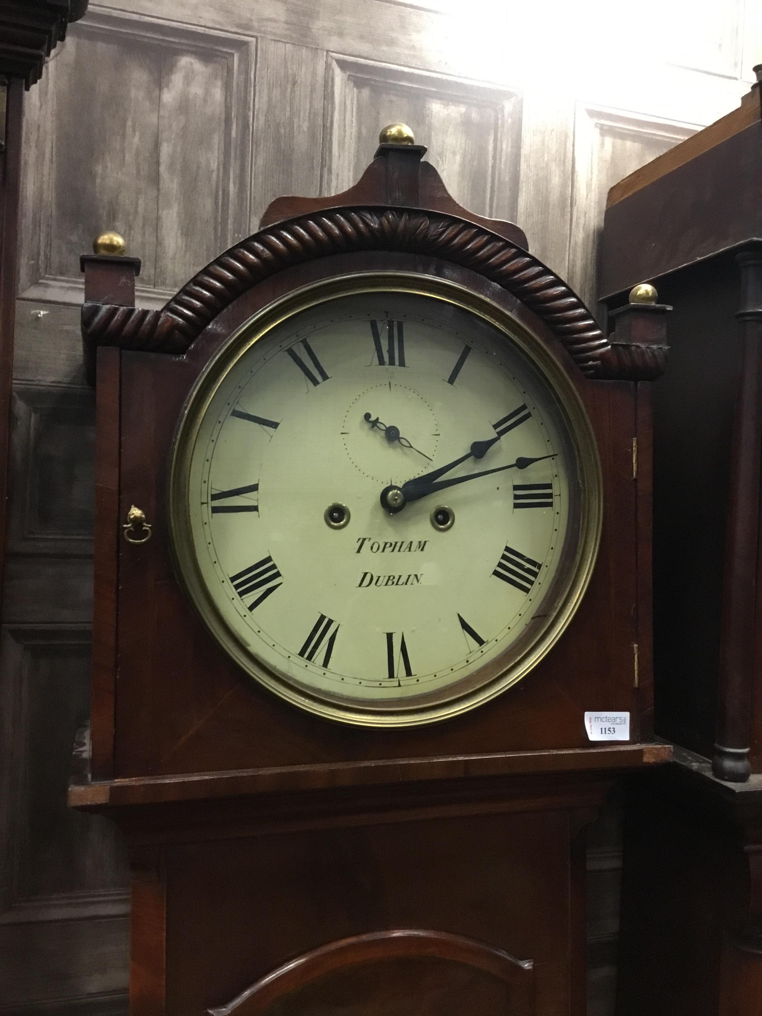 Lot 1153 A 19TH CENTURY IRISH LONGCASE CLOCK