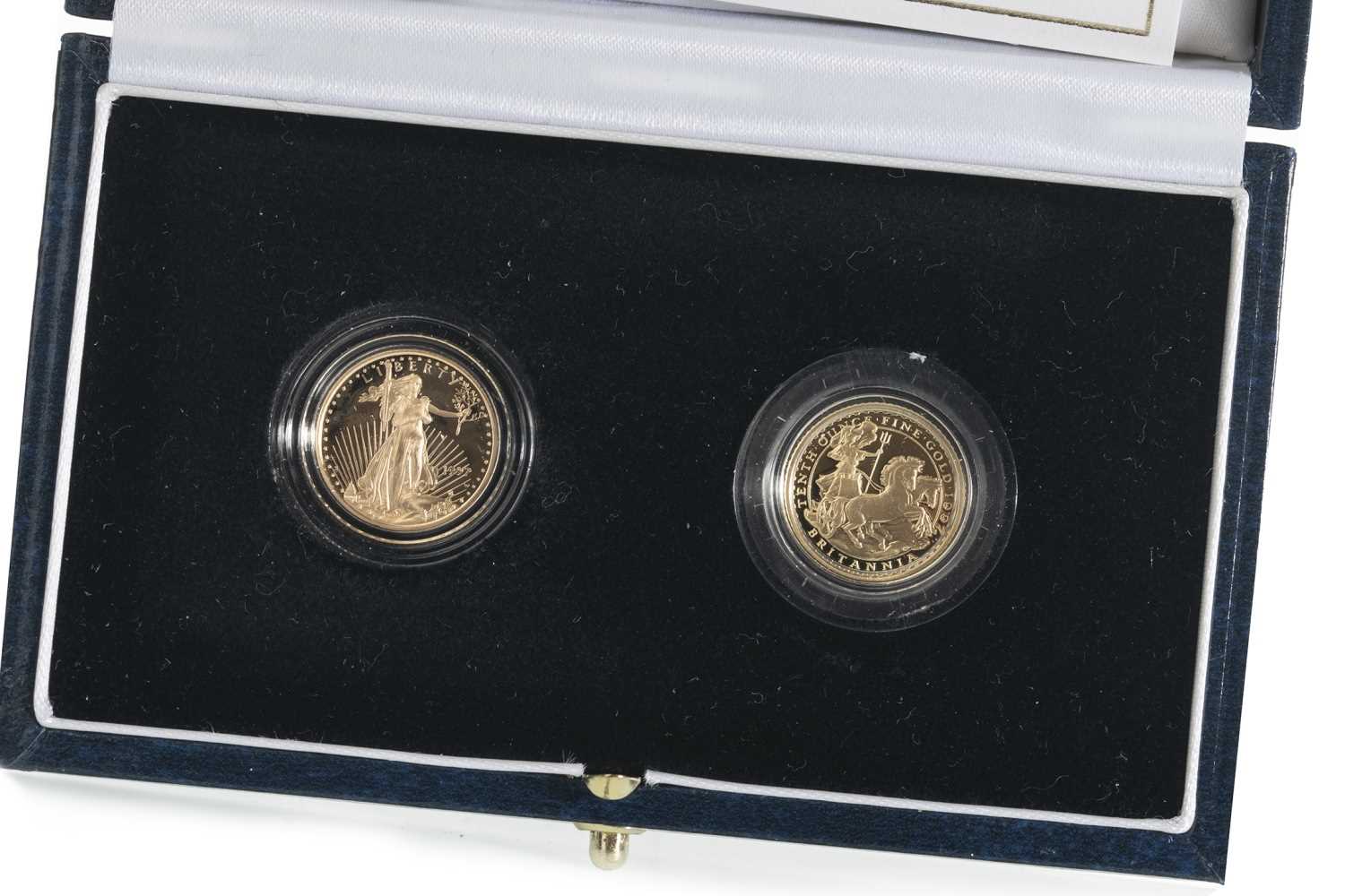 Lot 47 - 1997 GOLD PROOF BRITANNIA £10 COIN AND A LIBERTY $5 LADIES OF FREEDOM TWO COIN SET