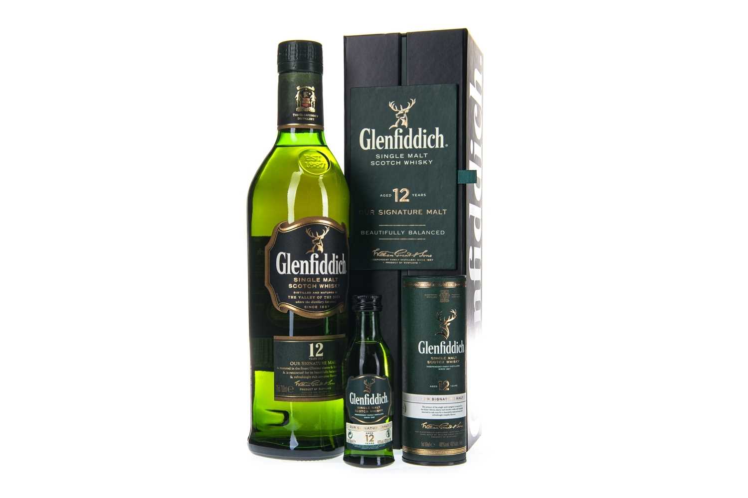 Lot 320 - ONE BOTTLE OF GLENFIDDICH 12 YEARS OLD AND MINIATURE