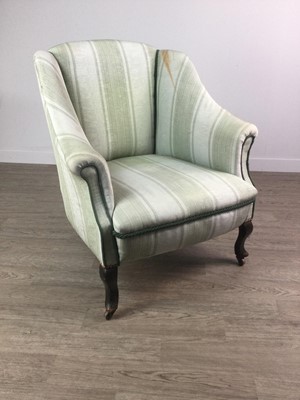 Lot 240A - A 19TH CENTURY UPHOLSTERED ARMCHAIR