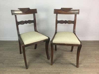 Lot 1371 - A PAIR OF LATE REGENCY MAHOGANY SINGLE CHAIRS