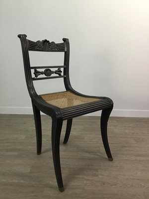 Lot 1366 - A REGENCY EBONISED SINGLE CHAIR