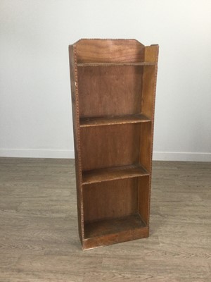 Lot 1289 - AN EARLY 20TH CENTURY STAINED WOOD OPEN BOOKCASE