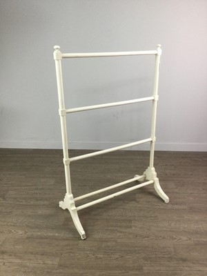 Lot 1280 - A VICTORIAN WHITE PAINTED TOWEL RAIL