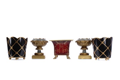 Lot 1276 - A PAIR OF JAPANNED PLANTERS AND TWO OTHER PAIRS
