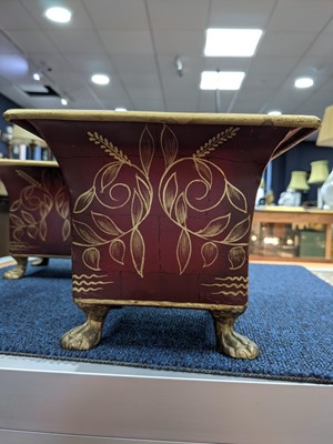 Lot 1276 - A PAIR OF JAPANNED PLANTERS AND TWO OTHER PAIRS