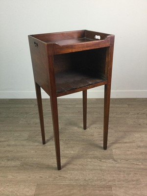 Lot 1262 - A 19TH CENTURY MAHOGANY TRAY TOPPED BEDSIDE CUPBOARD