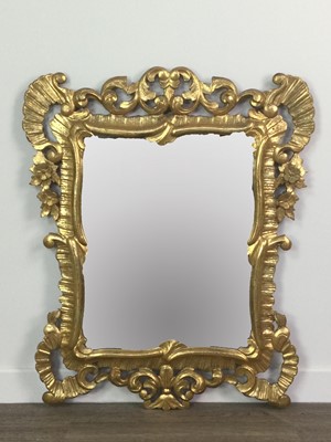 Lot 1309 - A GILTWOOD WALL MIRROR