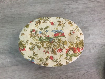 Lot 1354 - A PAIR OF VICTORIAN EBONISED OVAL  FOOTSTOOL OF ROCOCO DESIGN