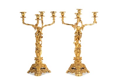 Lot 1348 - A HANDSOME PAIR OF LATE 19TH CENTURY ORMOLU CANDELABRA