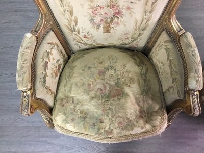 Lot 740 - A 19TH CENTURY FRENCH GILTWOOD FIVE PIECE SALON SUITE