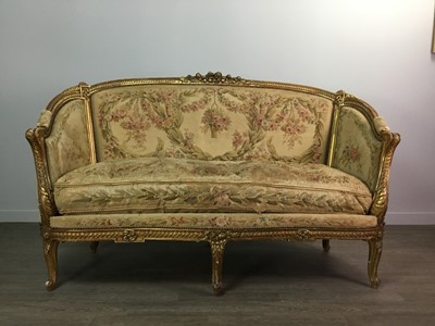 Lot 740 - A 19TH CENTURY FRENCH GILTWOOD FIVE PIECE SALON SUITE