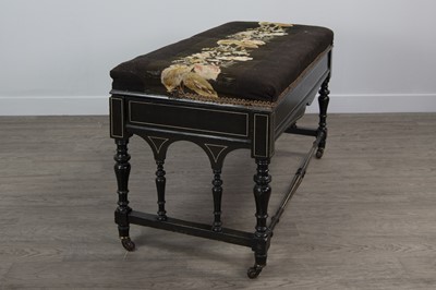 Lot 1326 - A VICTORIAN EBONISED DUET PIANO STOOL