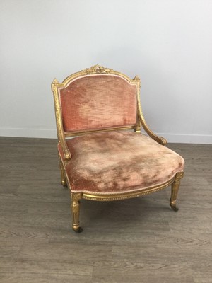 Lot 1322 - A 19TH CENTURY FRENCH GILTWOOD NURSING CHAIR