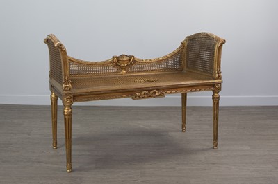 Lot 1319 - A FRENCH GILTWOOD BERGERE WINDOW SEAT