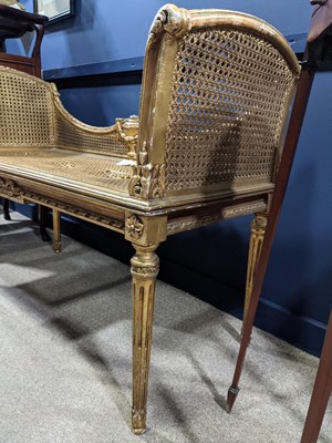 Lot 1319 - A FRENCH GILTWOOD BERGERE WINDOW SEAT