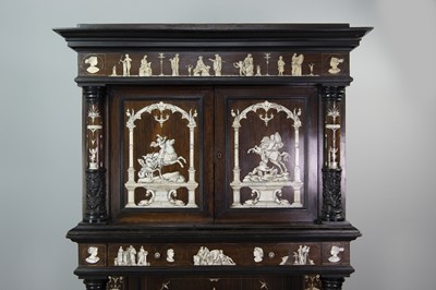 Lot 1317 - AN IMPRESSIVE 19TH CENTURY NORTH ITALIAN ROSEWOOD AND BONE INLAID SIDE CABINET