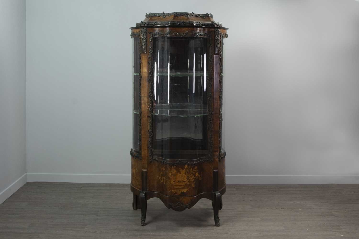 Lot 1314 - A 19TH CENTURY FRENCH KINGWOOD AND BRONZED METAL VITRINE