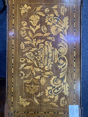 Lot 1424 - A 19TH CENTURY DUTCH MAHOGANY AND FLORAL MARQUETRY SIDE CABINET