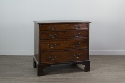 Lot 1423 - A SMALL GEORGE III MAHOGANY OBLONG CHEST