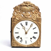 Lot 57 - FRENCH NINETEENTH CENTURY BRASS COMTOISE WALL...