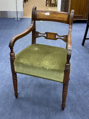 Lot 216 - A REGENCY MAHOGANY OPEN ELBOW CHAIR