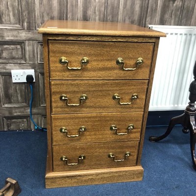Lot 207 - A MAHOGANY CHEST OF FOUR DRAWERS, FITTED WITH VARIOUS CD'S