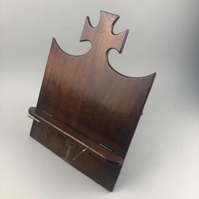 Lot 220 - A MAHOGANY BIBLE REST