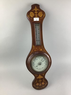 Lot 262 - AN EDWARDIAN WHEEL BAROMETER WITH THERMOMETER