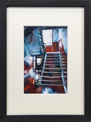 Lot 617 - SOUTHSIDE RED REFLECTIONS, A WATERCOLOUR BY BRYAN EVANS
