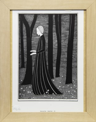Lot 541 - WOMAN AND TREES, A LITHOGRAPH BY HANNAH FRANK