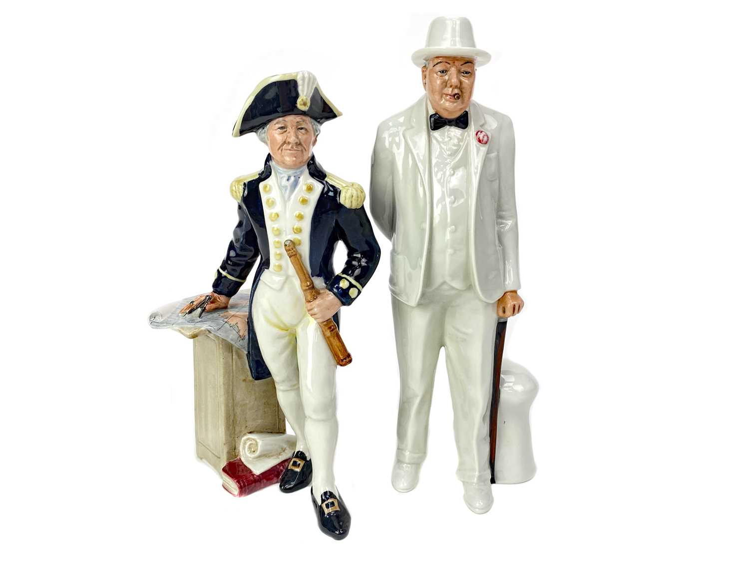 Lot 1003 - A ROYAL DOULTON FIGURE OF 'SIR WINSTON CHURCHILL' AND ANOTHER OF 'THE CAPTAIN'