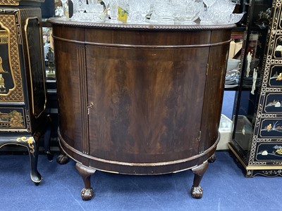 Lot 242 - A MAHOGANY DEMI LUNE SIDE CABINET