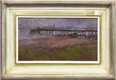 Lot 643 - EVENING, LOW TIDE, AN OIL BY FRED DUBERY