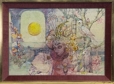 Lot 87 - ON THE TERRACE, A MIXED MEDIA BY CORNELIA DIBBLE