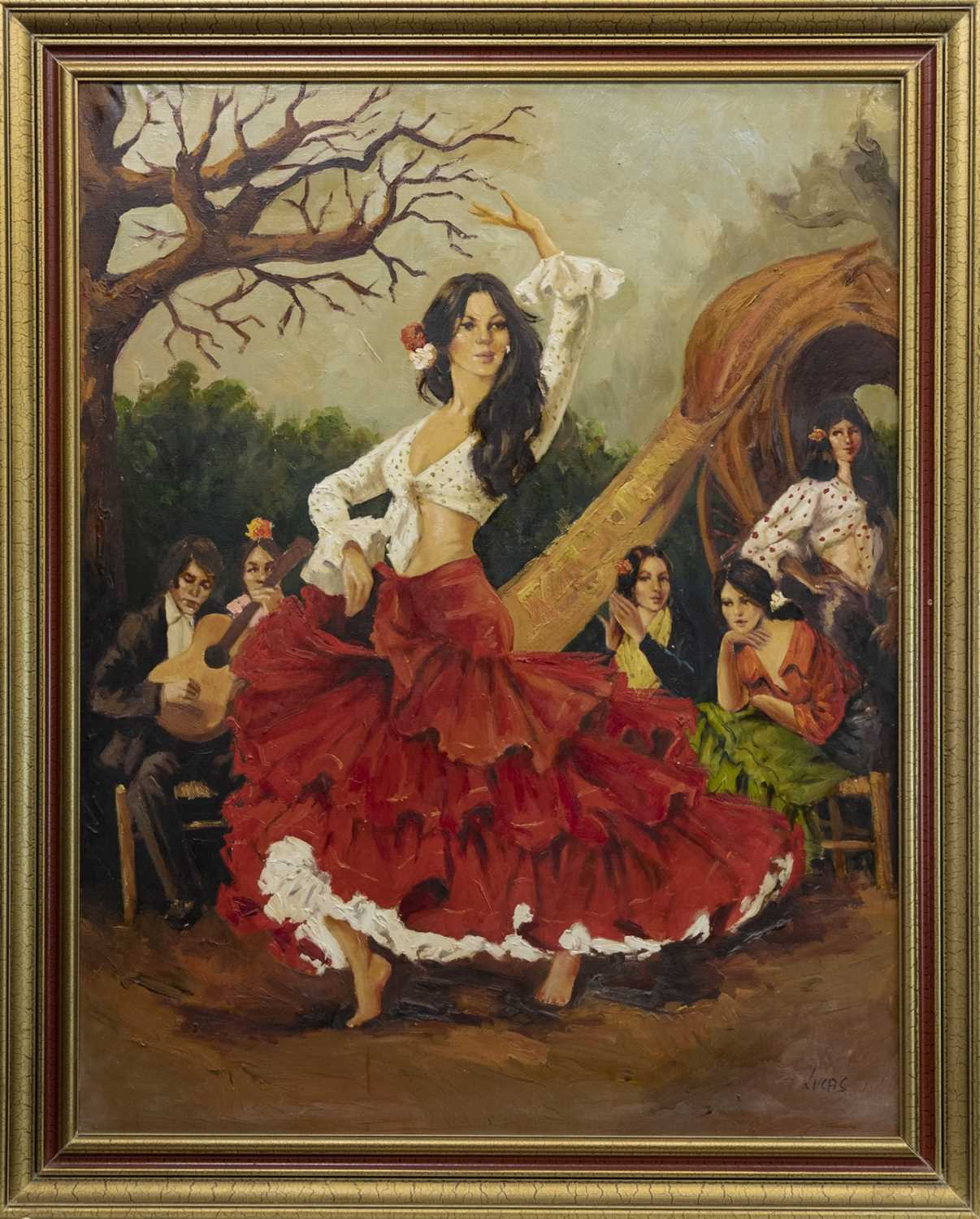 Lot 423 - YOUNG WOMAN DANCING, AN OIL