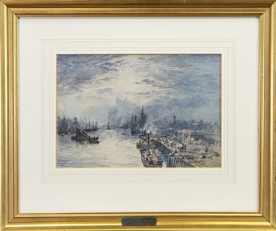 Lot 116 - THE CLYDE FROM BROOMIELAW, A WATERCOLOUR BY SAM BOUGH