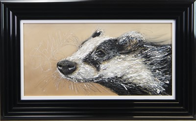 Lot 684 - BABS THE BADGER, AN OIL BY SARAH SPOFFORTH-MCOUAT