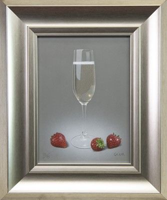 Lot 695 - CHAMPAGNE AND STRAWBERRIES II, A GICLEE PRINT BY COLIN WILSON