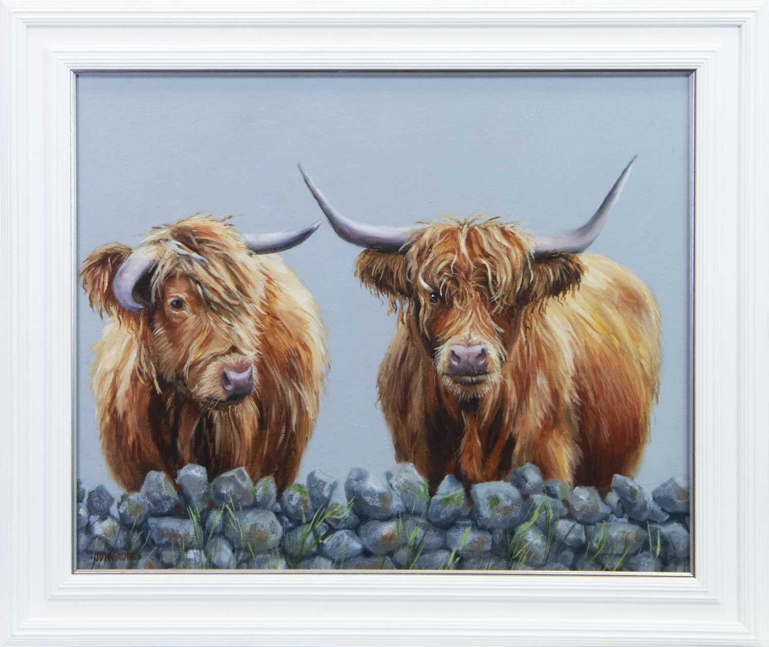 Lot 647 - MOOOOVE, YOU'RE TOO CLOSE, AN OIL BY LYNNE JOHNSTONE